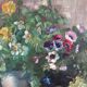 Large vintage original floral still life painting with fruit