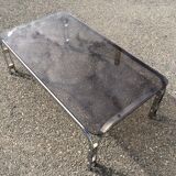 Vintage coffee table smoked glass and chrome 70