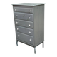 Scandinavian chest of drawers with 5 anthracite grey drawers in solid wood.