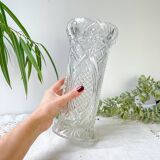 Vintage glass vase with geometric pattern