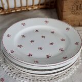 6 old Belgian earthenware Nimy flat plates with red pattern