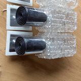Vintage glass and aluminum wall lights