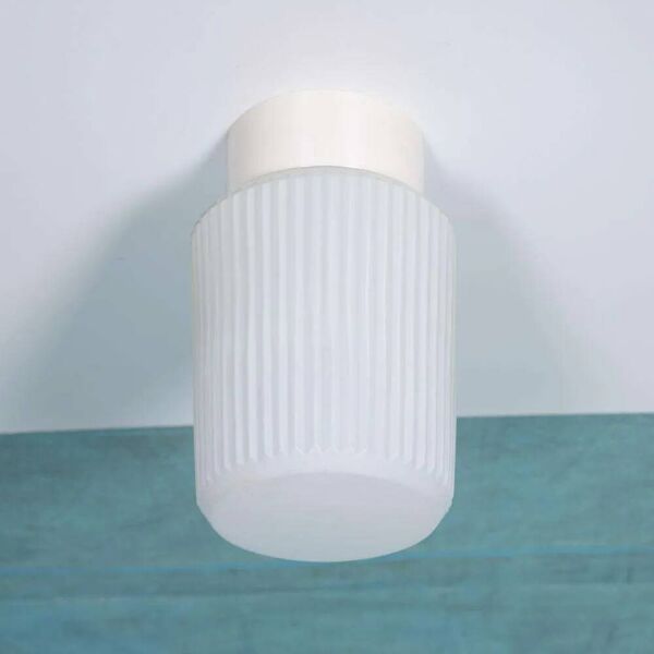 Lampe plafonnier en verre âge spatial à nervures, lampe en verre minimaliste