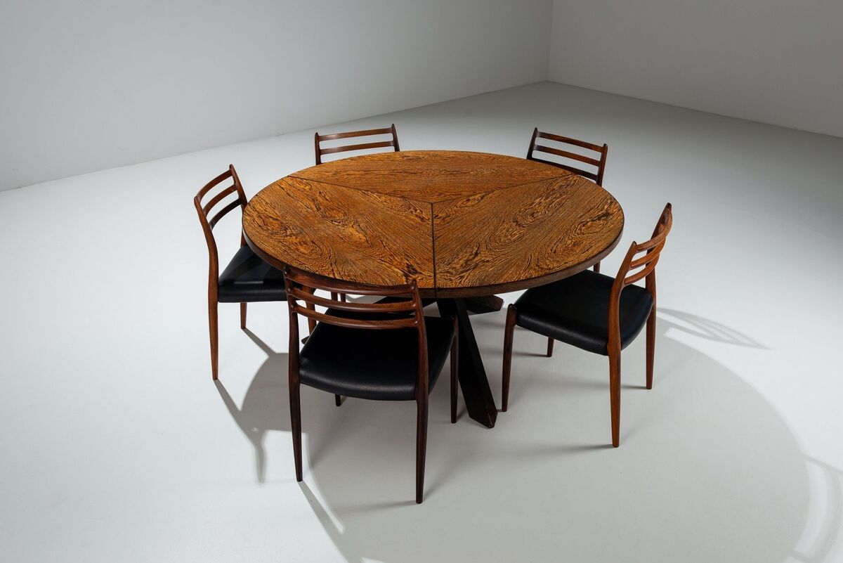 Gerard Geytenbeek tripod dining table in wenge, The Netherlands, 1960