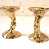 Pair of massive bronze brutalist candlesticks 1980