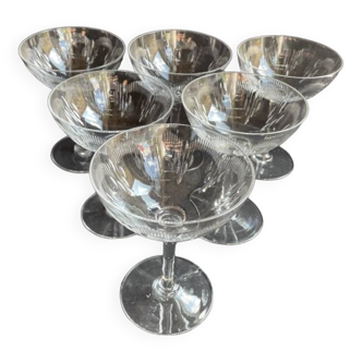 6 Coupes à champagne Baccarat service Molière