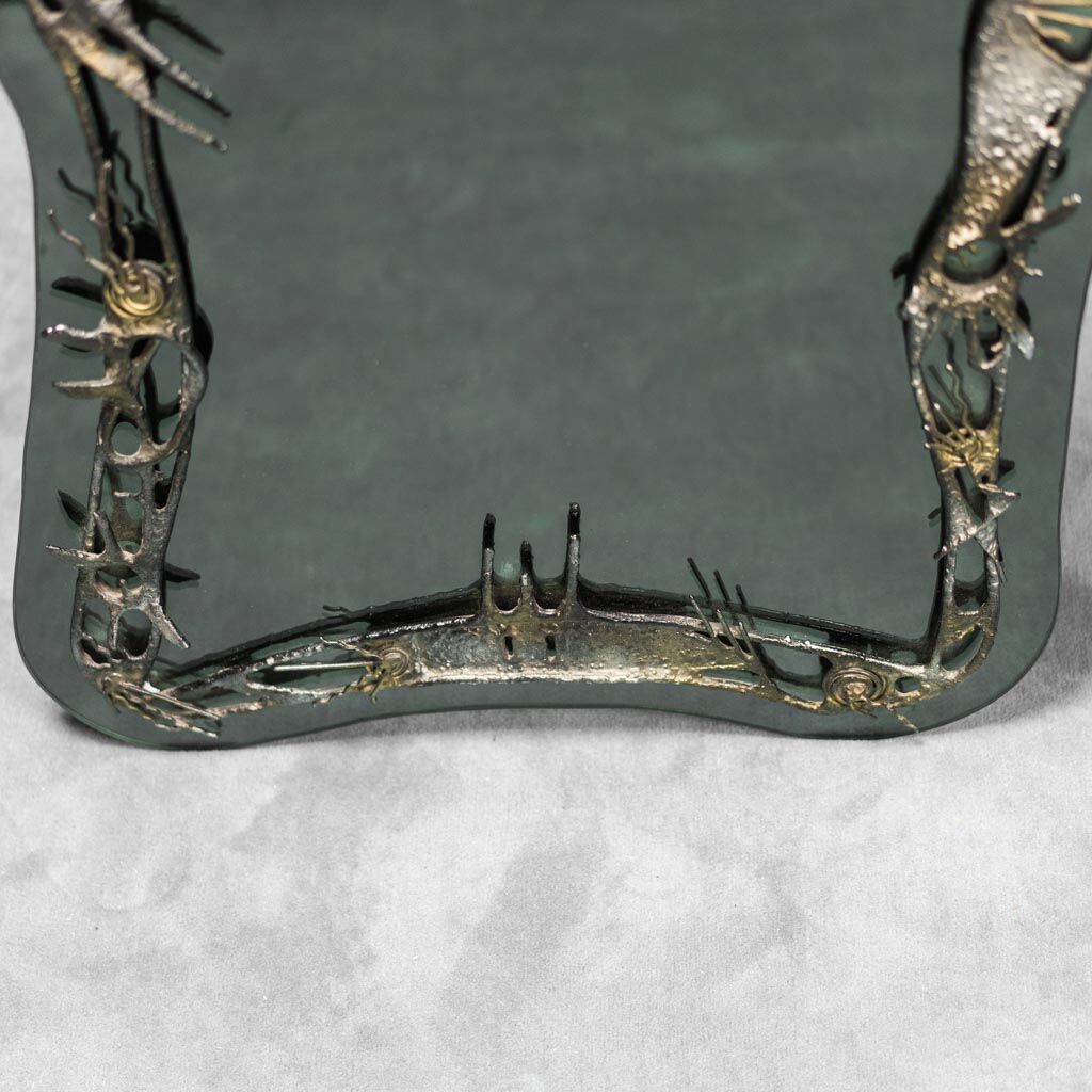 Vintage 50s metal patterned wall mirror