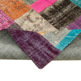 Handwoven turkish contemporary 201 cm x 300 cm multicolor patchwork carpet