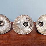 Set of 3 industrial mercury glass pendant lights, GAL (France), 1930s