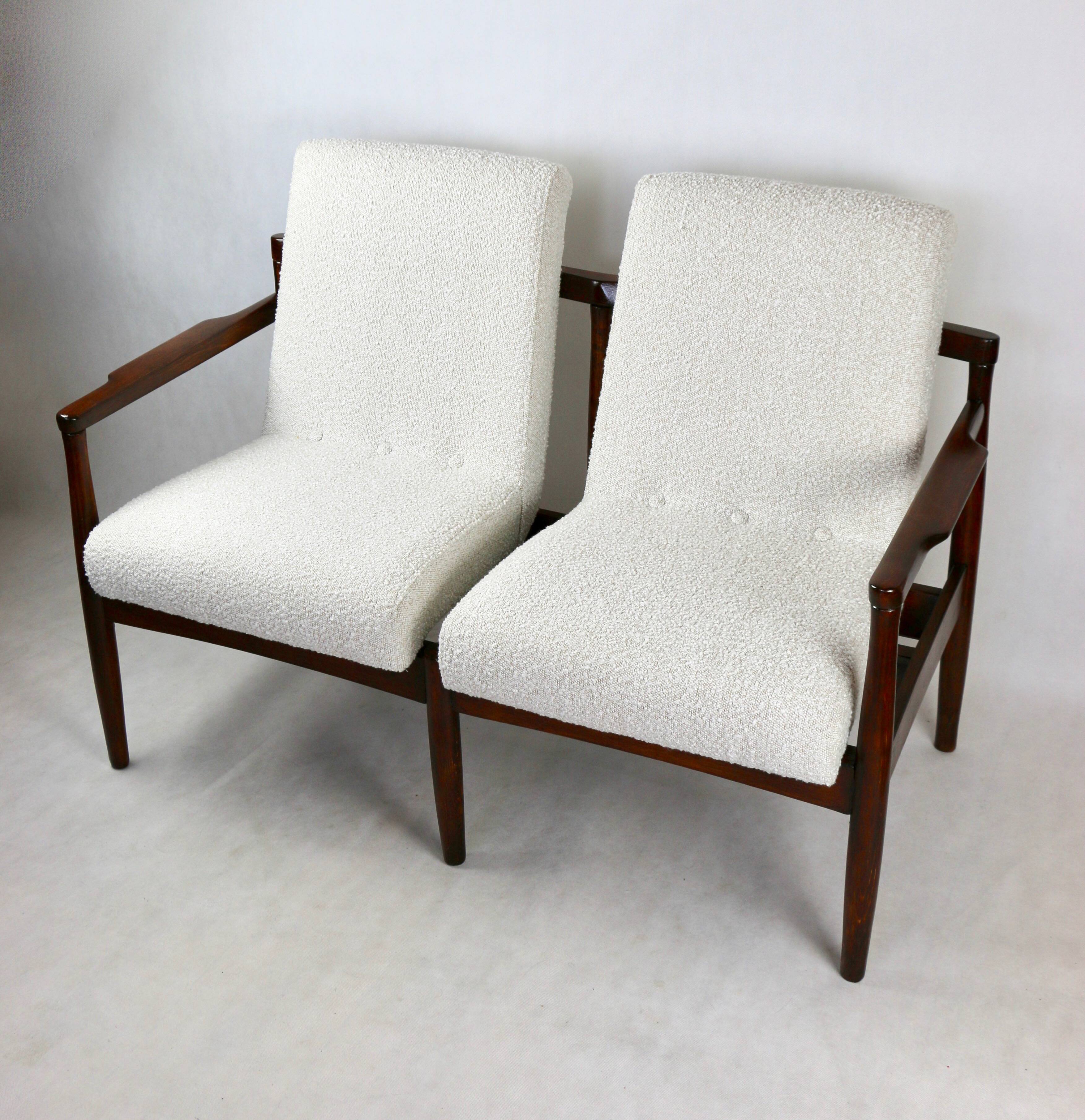Beautiful vintage double sofa bench from the 70s - ivory boucle