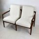 Beautiful vintage double sofa bench from the 70s - ivory boucle