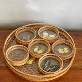 Rattan butterfly tray and coasters