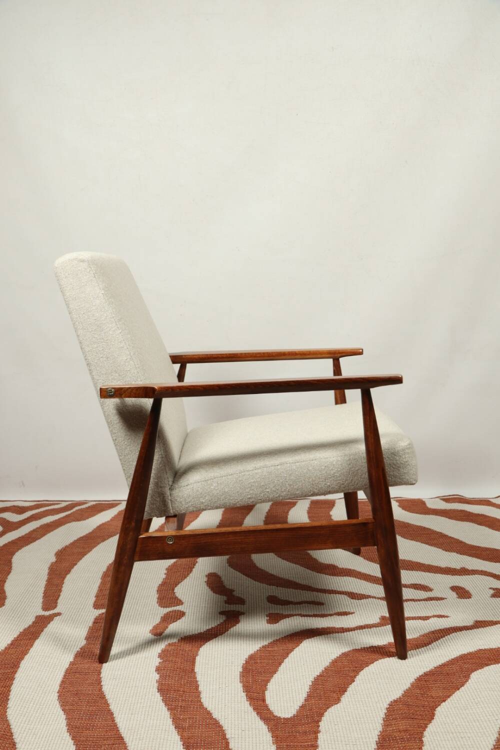 Vintage armchair Bouclè Beige lounge chair Mid Century Modern