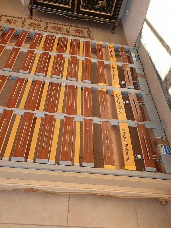 Louis xv basket bed with gilding and box spring