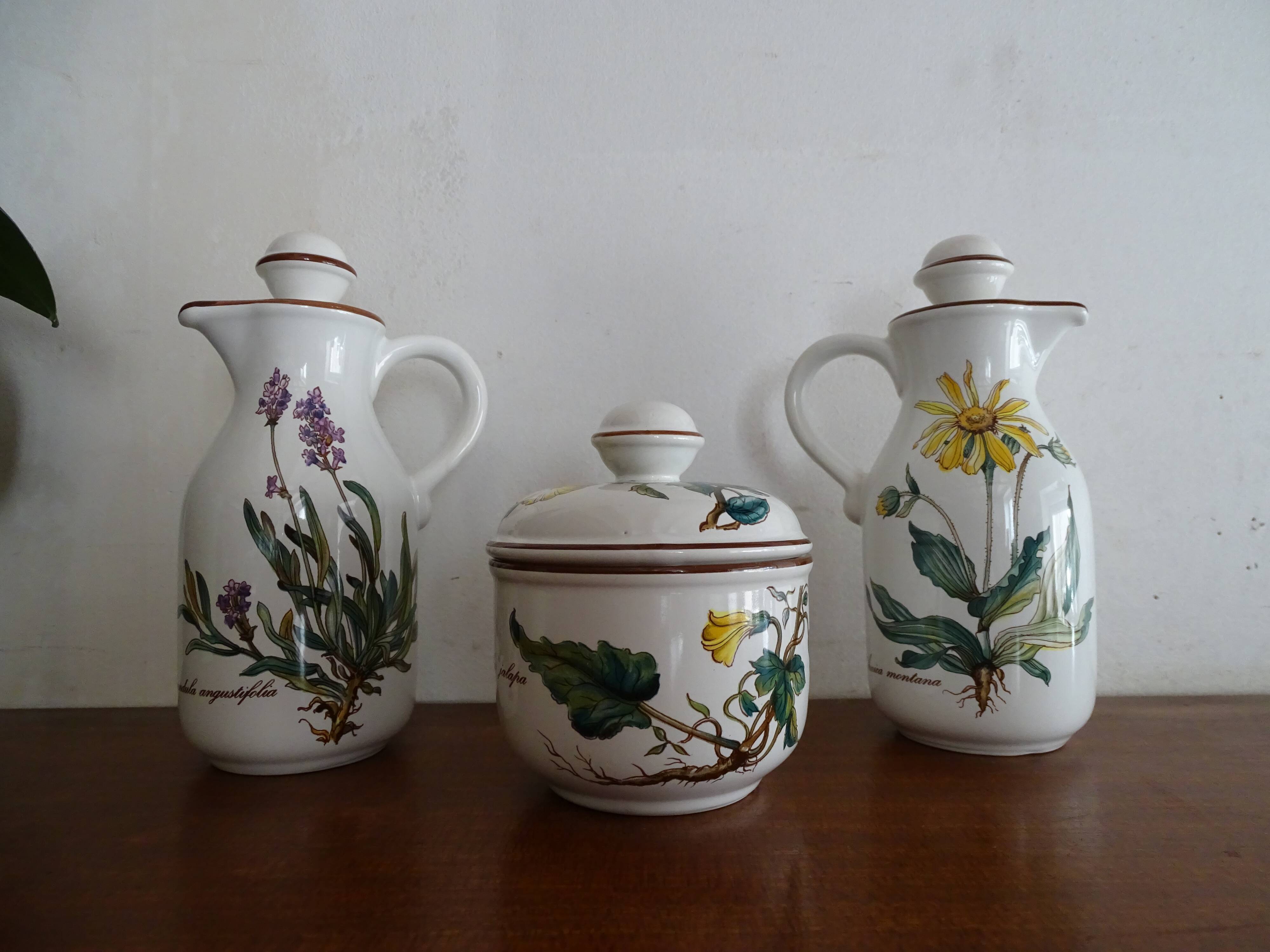 Villeroy & Boch set Huilier - vinaigrier - mustard maker signed Botanica