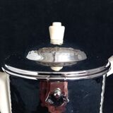 Large art deco insulating coffee maker in hammered metal and porcelain (by bauscher & sus)