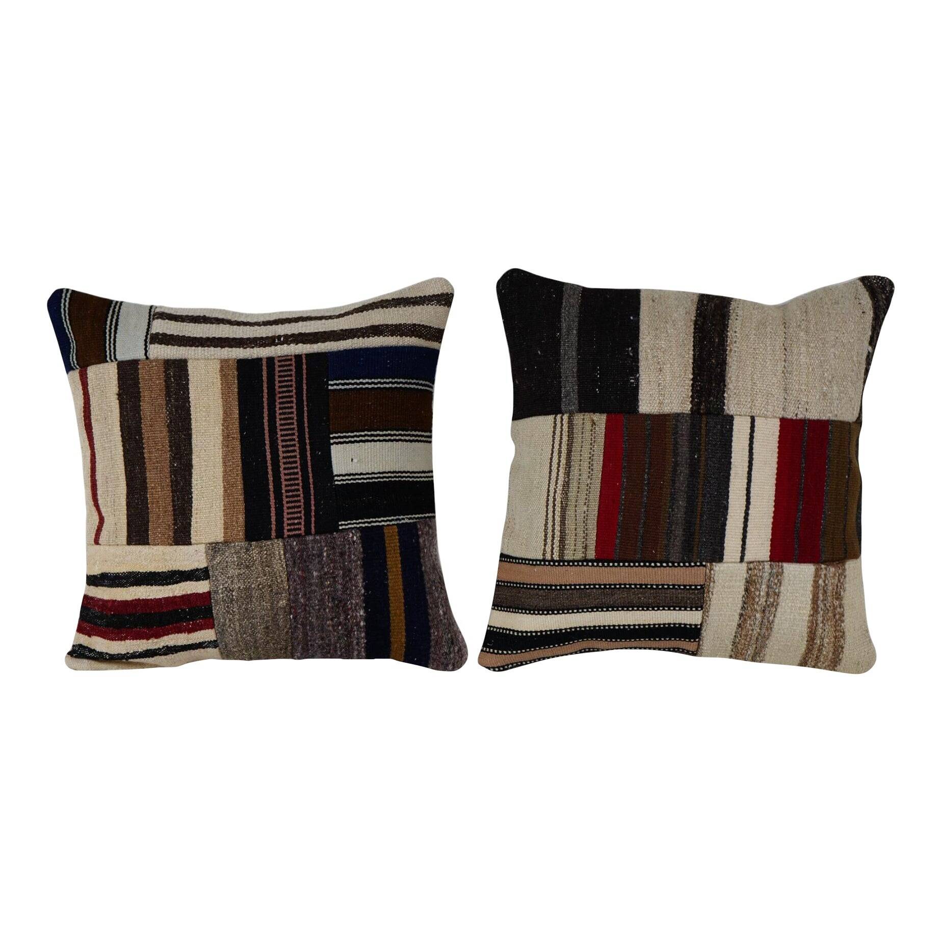 Set of 2 vintage kilim cushion covers 51x51 cm