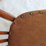 Set of 4 Luterma bistro chairs in curved wood and imitation leather, early 20th century