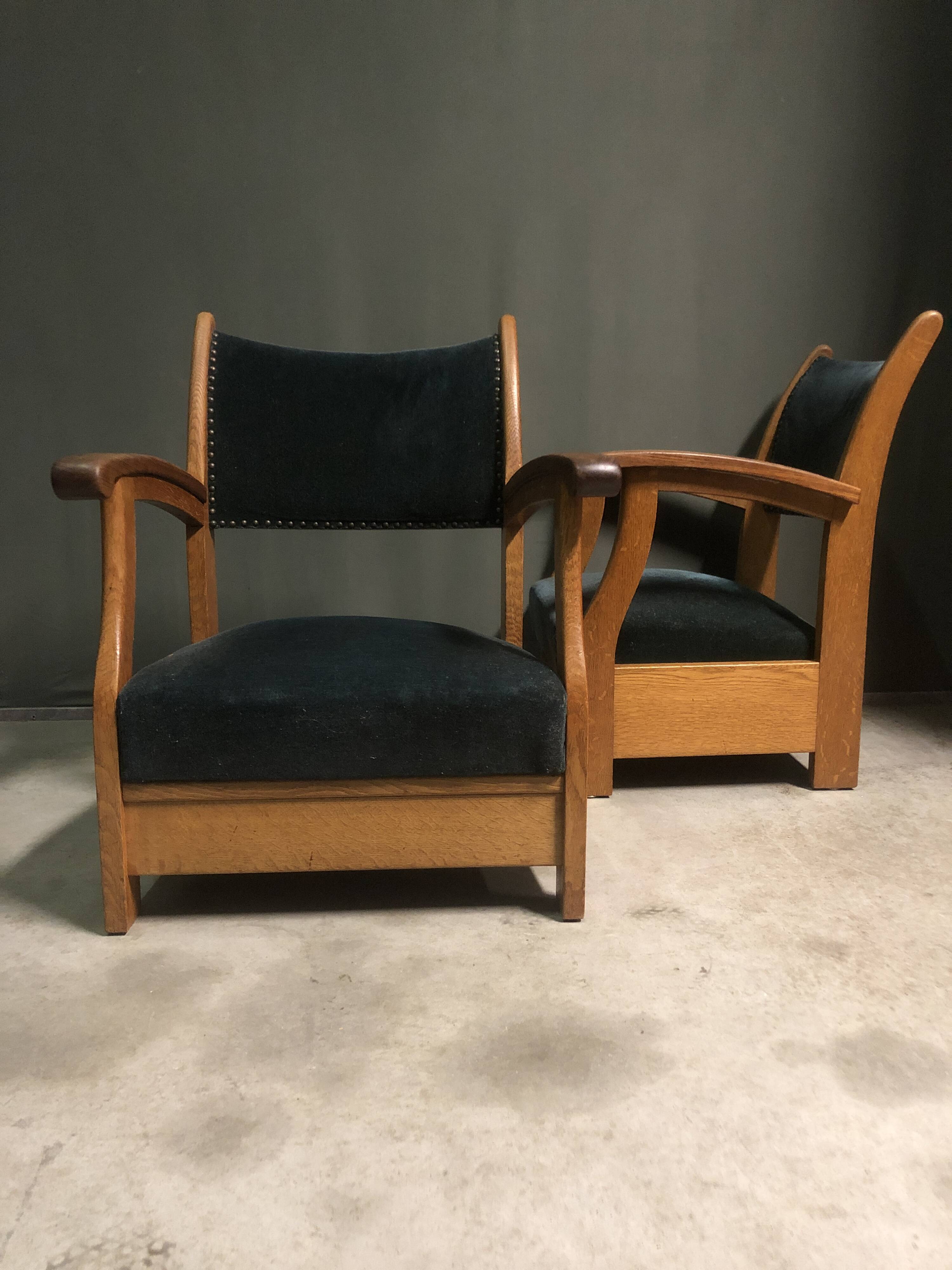 Pair of 1930's Dutch lounge chairs