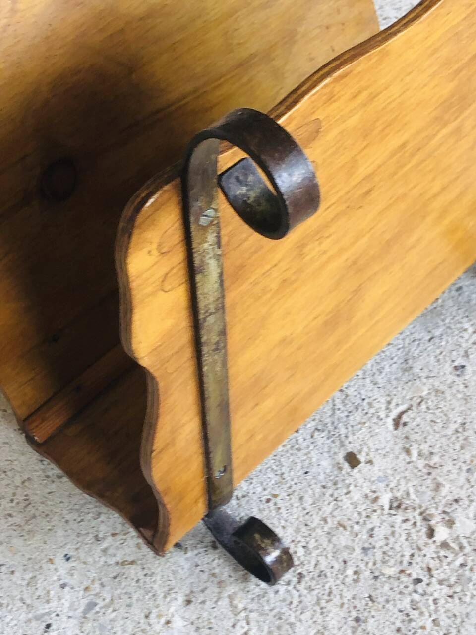 Vintage wooden and wrought iron magazine rack circa 1950s