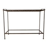 Wrought iron industrial console and glass tops