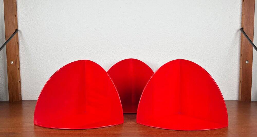 Pair of bookends model 4909 Italian space age mid-century by Giotto Stoppino for Kartell, 1960, set of 3