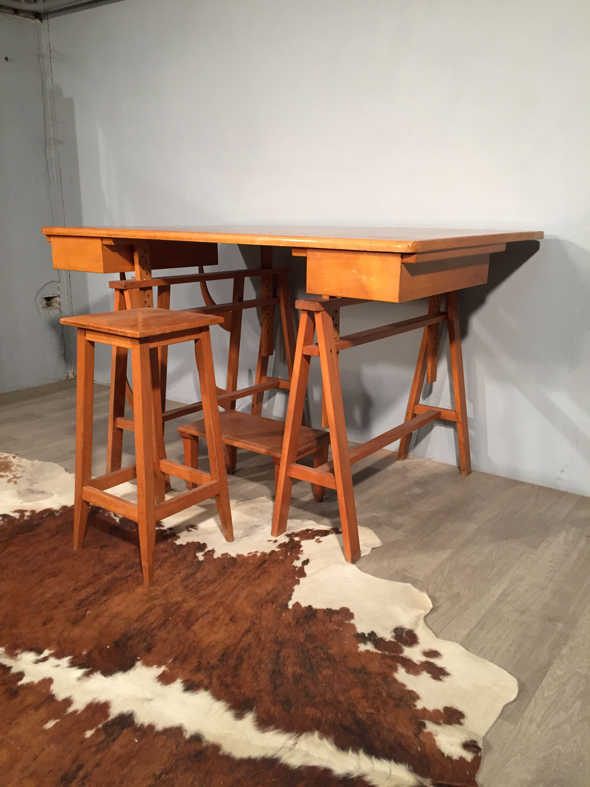 Table à dessin en bois avec rangement  a 50’s 60’s