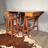 Old table a design wooden storage has 50's 60's