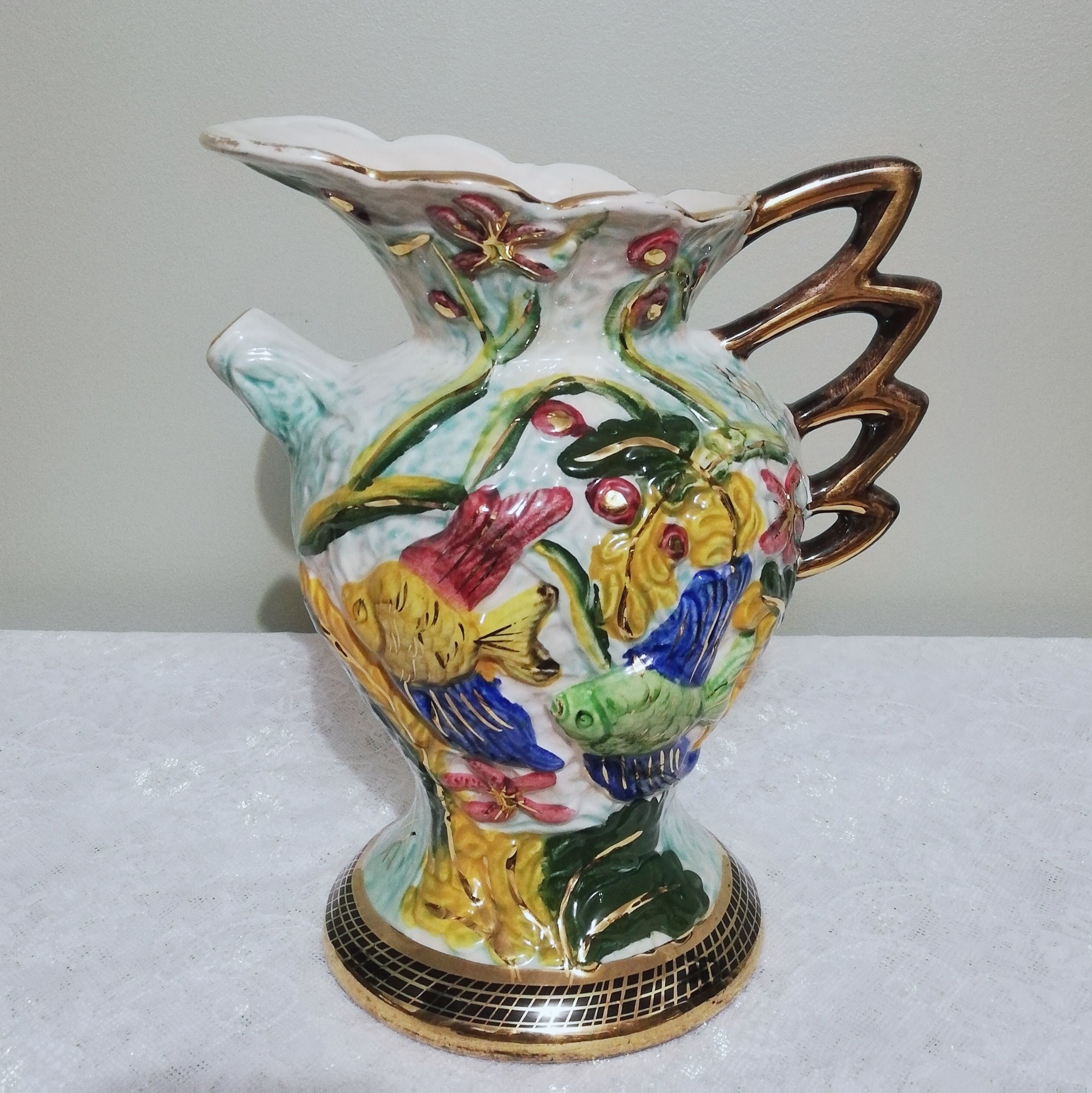 Ceramic pitcher vase signed Hubert Bequet