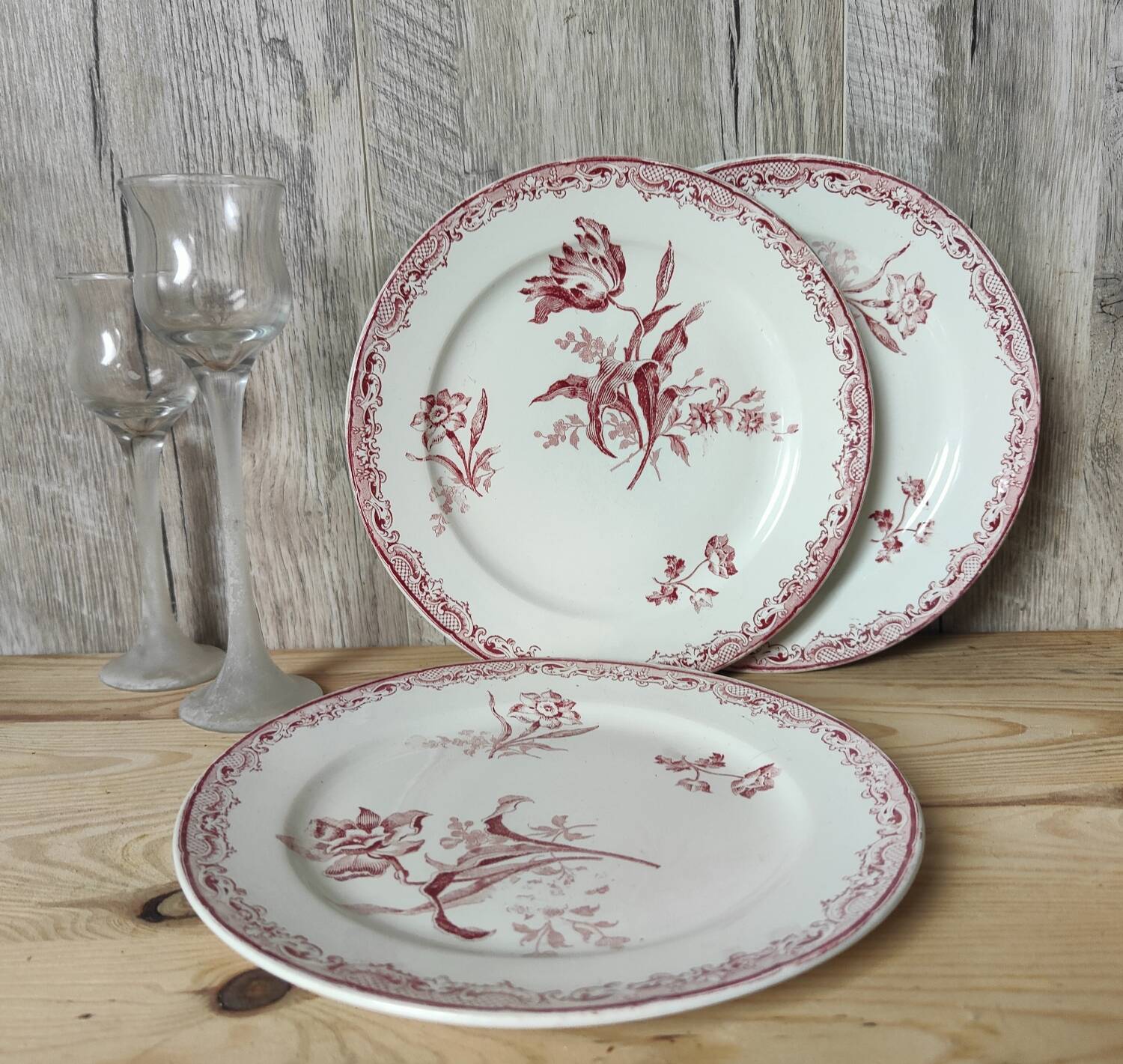 6 assiettes à dessert modèle Fontanges par Sarreguemines