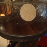 Table pedestal of polished steel and Walnut around 1950 Bistro