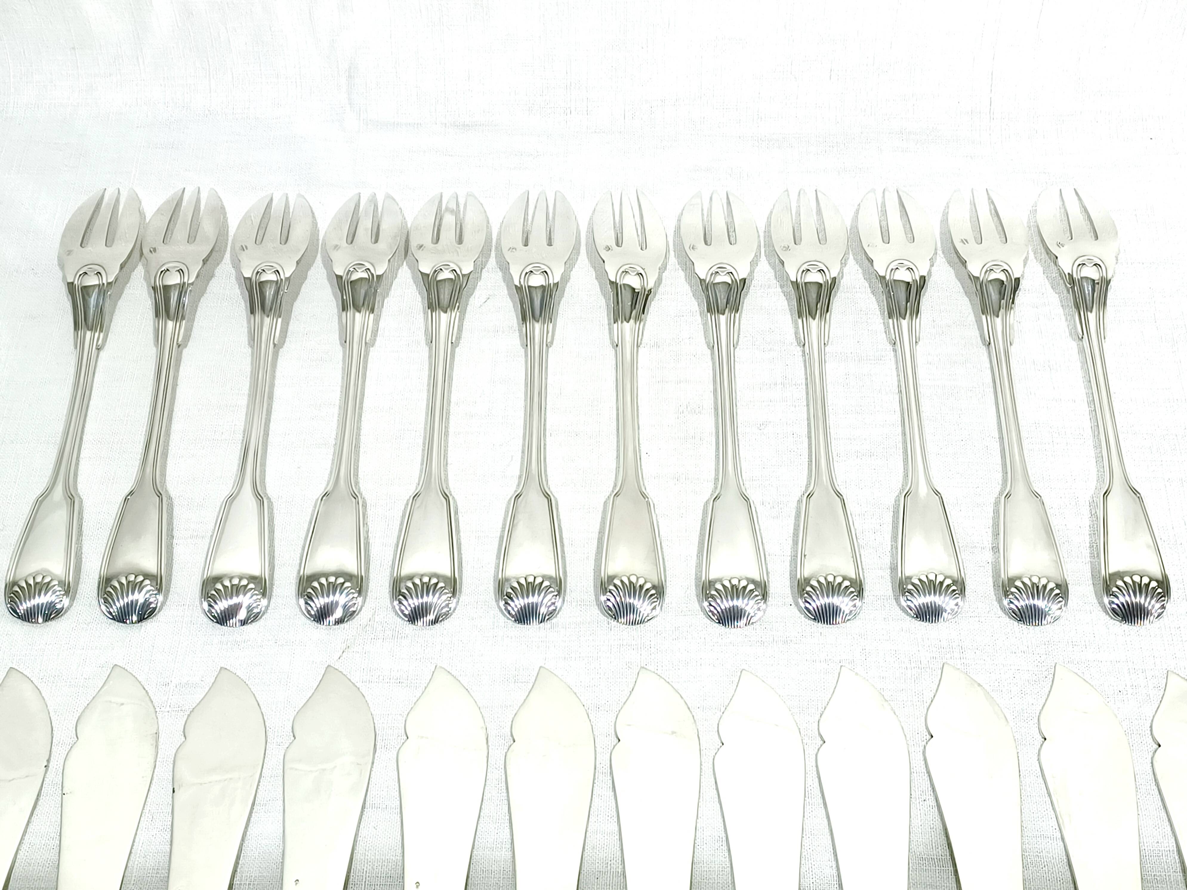 Emile Puiforcat – 12 solid silver fish cutlery sets