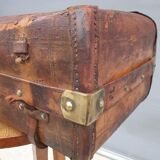 Valise jumelle malle de voyage cuir XIXe estampillée Debas Rouen