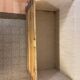 Old trunk in natural pine wood with padded interior