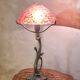 Bronze lamp in Art Nouveau style from 1975 to 1985 with a high-quality glass shade.