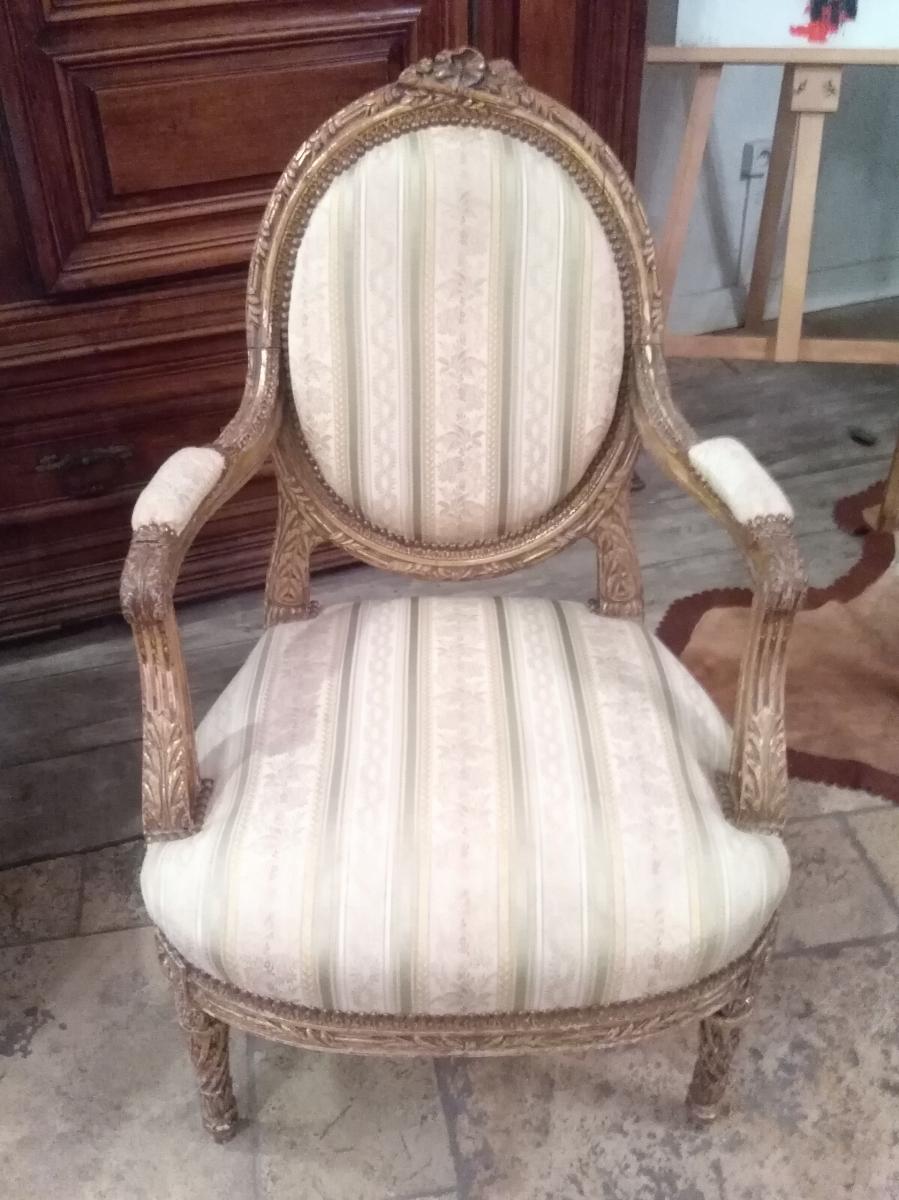 Pair of Louis XVI-style medallion armchairs from Napoleon III
