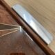 Duo of vintage wooden trays marked art deco