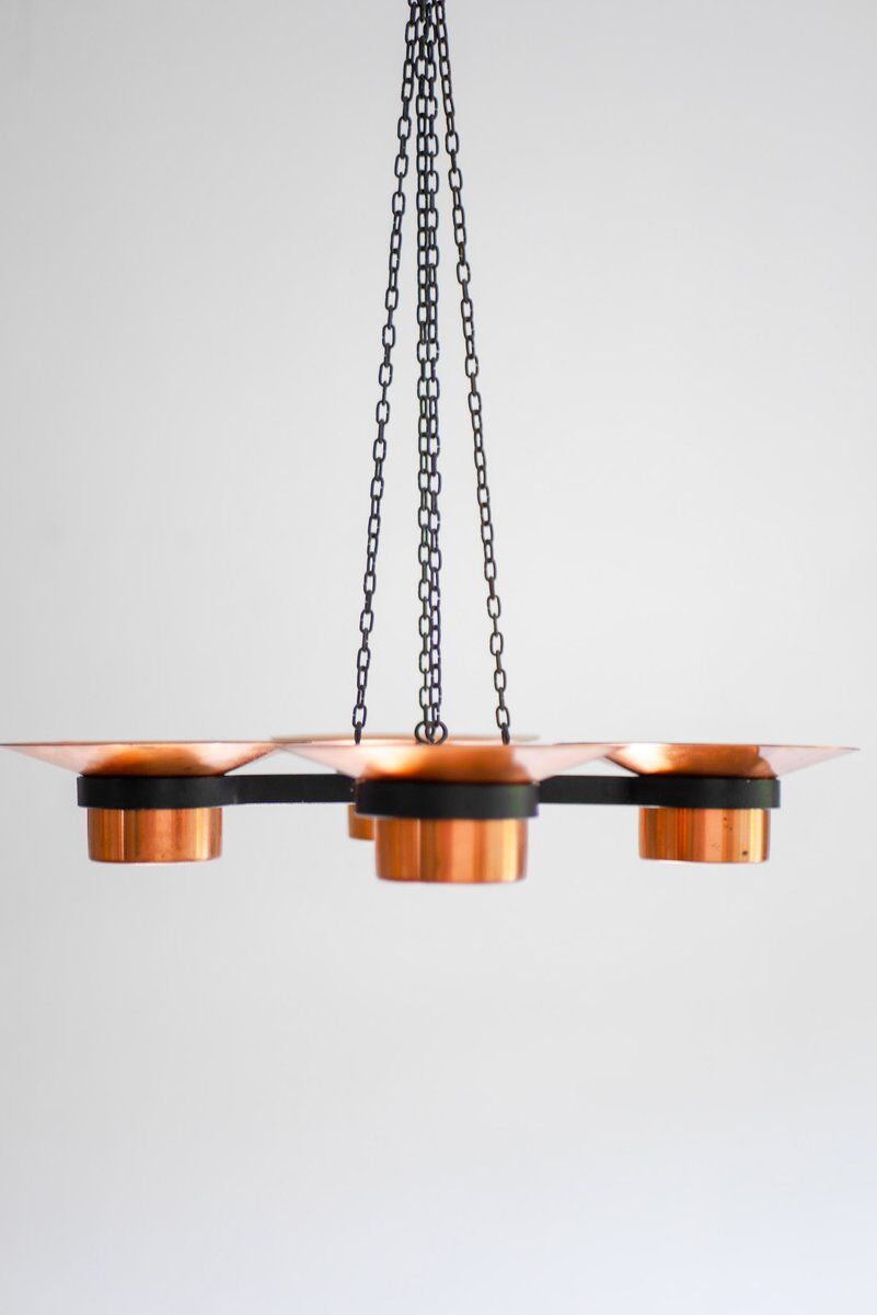 Metal and copper candleholder pendant by Carl Thore, 1975
