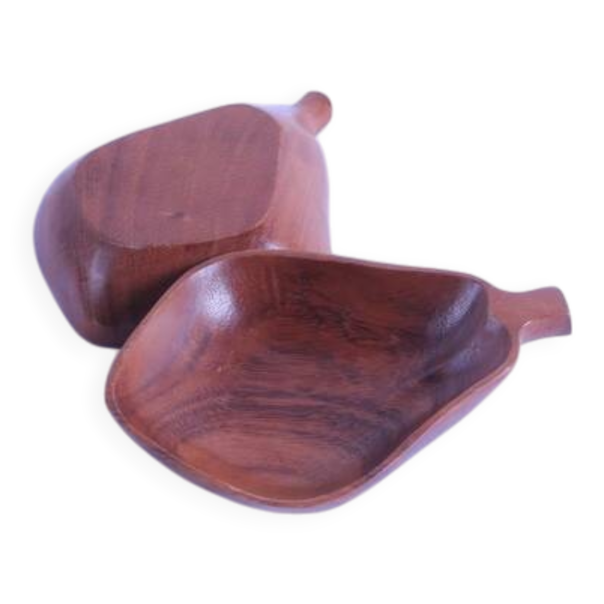 Pair of pear-shaped wooden trinket trays