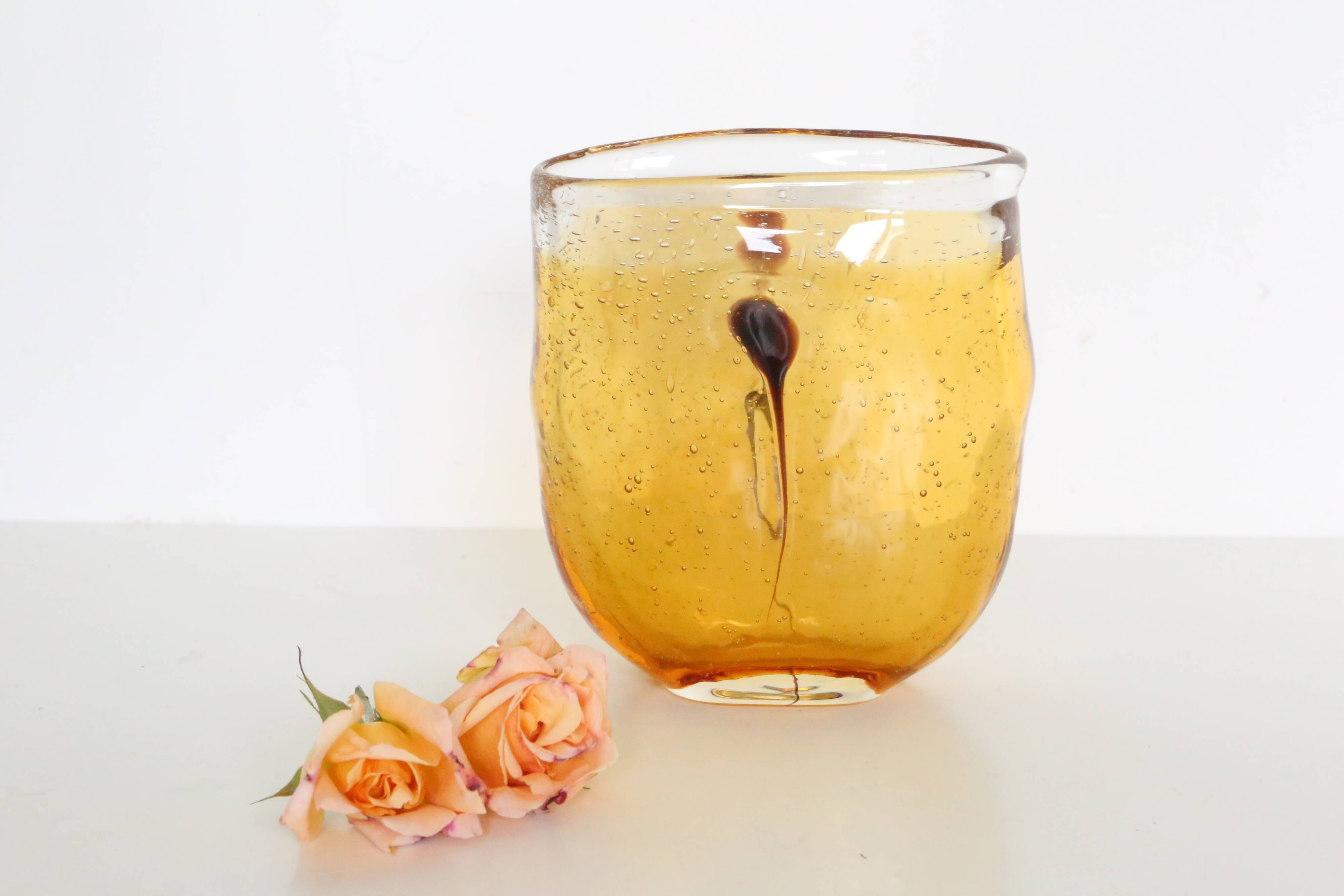 Beautiful mouth-blown bubble glass vase