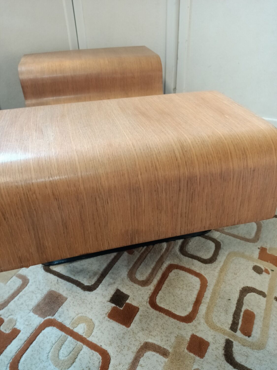 Curved wooden coffee table