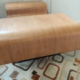 Curved wooden coffee table