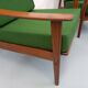 Paire de fauteuils scandinaves vintage en teck et tissu vert des années 60