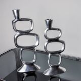 Pair of circle candlesticks by Matthew Hilton, England, 1980