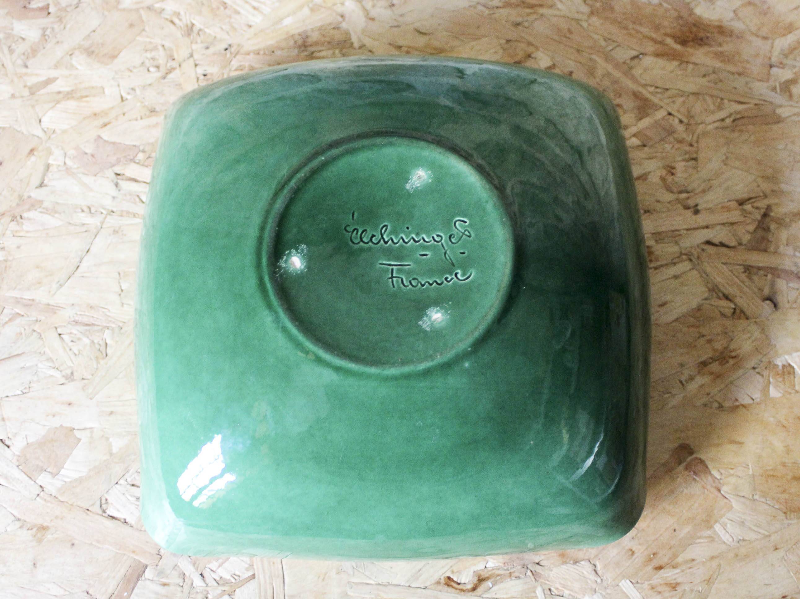 Green ceramic salad bowl Elchinger France