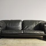 Moroso sofa set and armchairs in black leather, 1984
