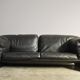Moroso sofa set and armchairs in black leather, 1984