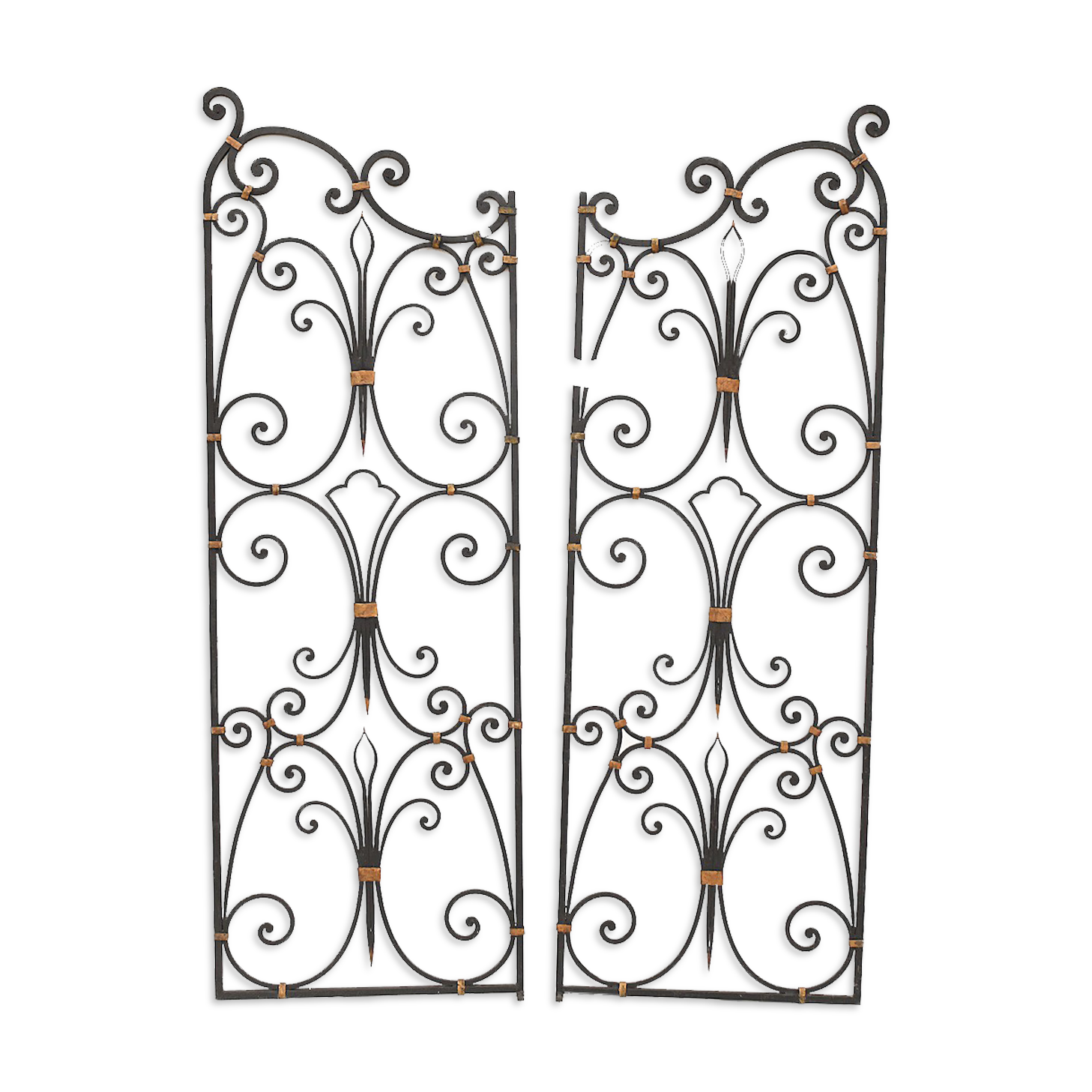 Pair of wrought iron door grilles