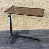 Chariot de service des années 60 et 70, table d'appoint pour dinette, design marron de l'ère spatiale