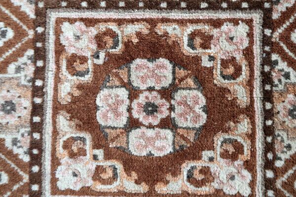 Tapis Vintage Mongol de Collection Fait Main – 52 x 60 cm - 1C1000